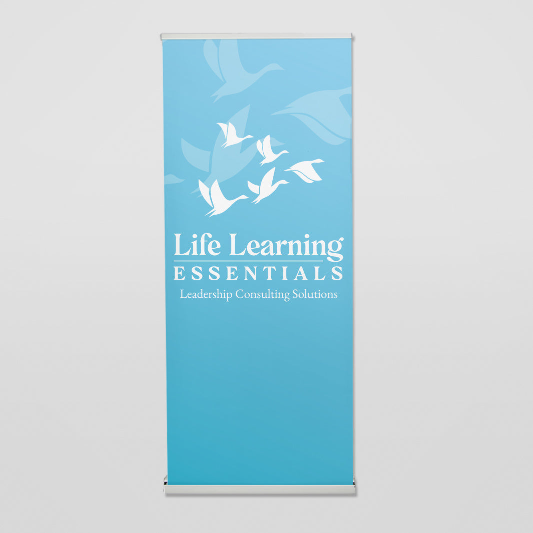 Retractable Banner with Display Stand - Economy 15 oz White Smooth Vinyl