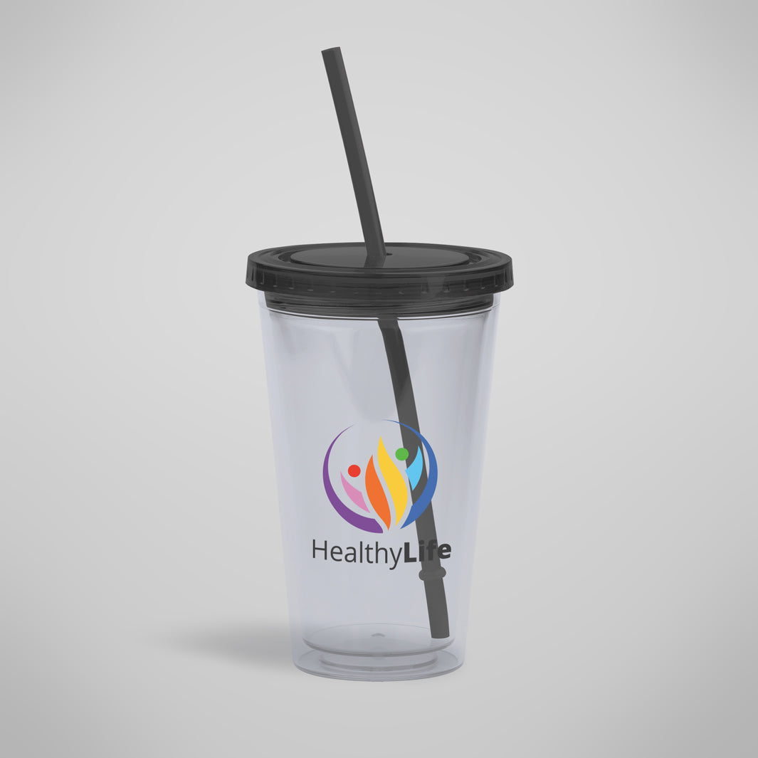 Clear Acrylic Full Image Wrap Tumbler with Straw - 16 oz