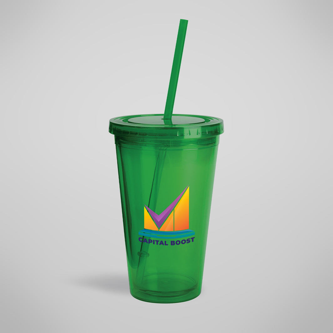 Colored Acrylic Full Image Wrap Tumbler with Straw - 16 oz