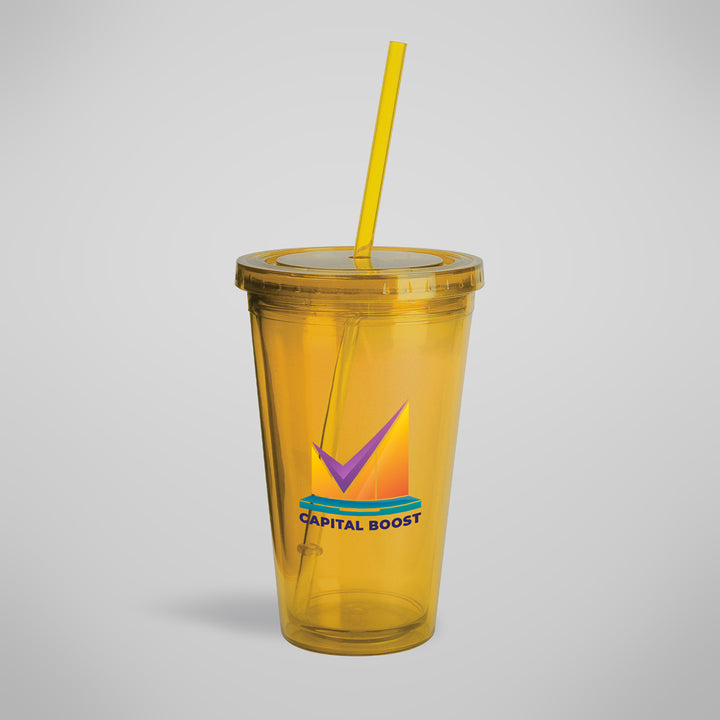 Colored Acrylic Full Image Wrap Tumbler with Straw - 16 oz
